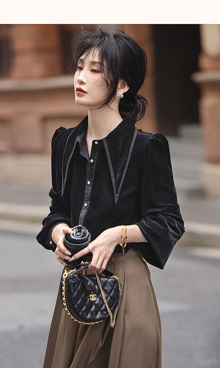 Dme [Japanese-Style Fragrance] Spring And Autumn Elegant High-Quality Lapel Shirt, Single-Breasted Long-Sleeve Lady's Blouse, Women's Top 13
