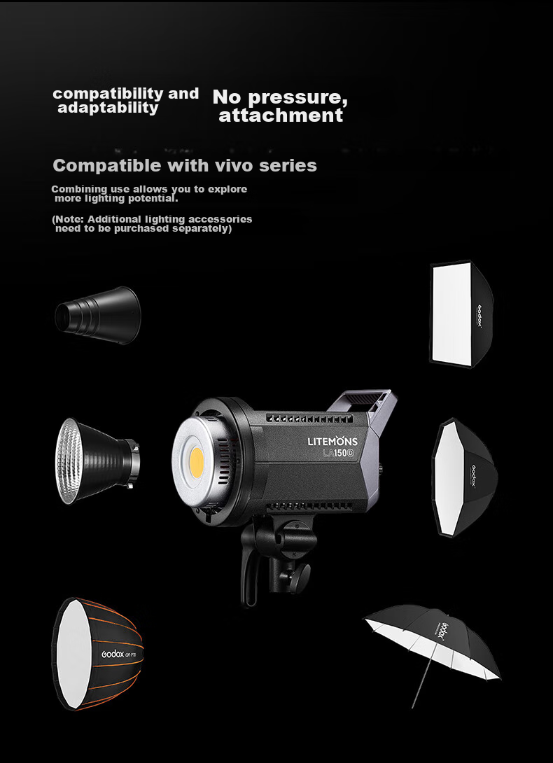 Godox LA150BI Bi-Color Live Streaming Fill Light LED Photography Soft Light Food Beauty Continuous Lighting Single Light [Official Standard Edition] 6