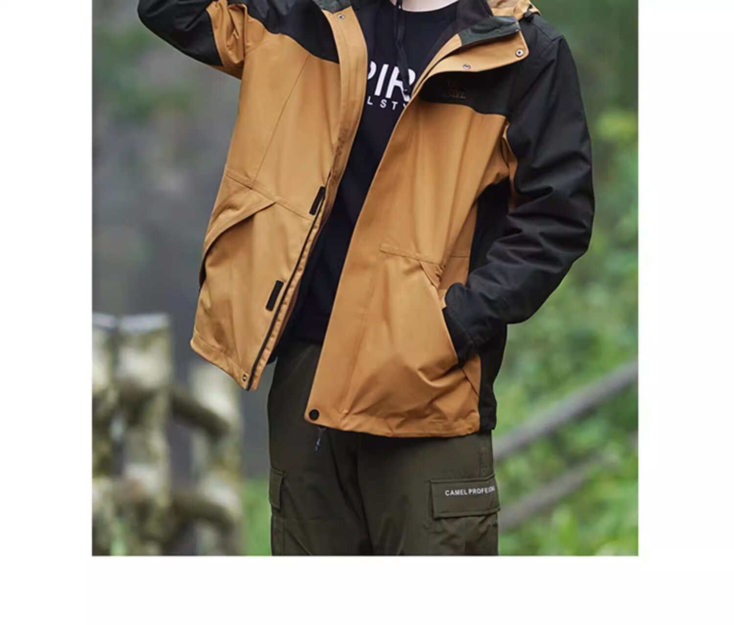 CAMEL Outdoor Cold-Resistant 3-in-1 Fleece Lined Mountaineering Jacket 7A12260001A Bayberry Purple/Phantom Black 11