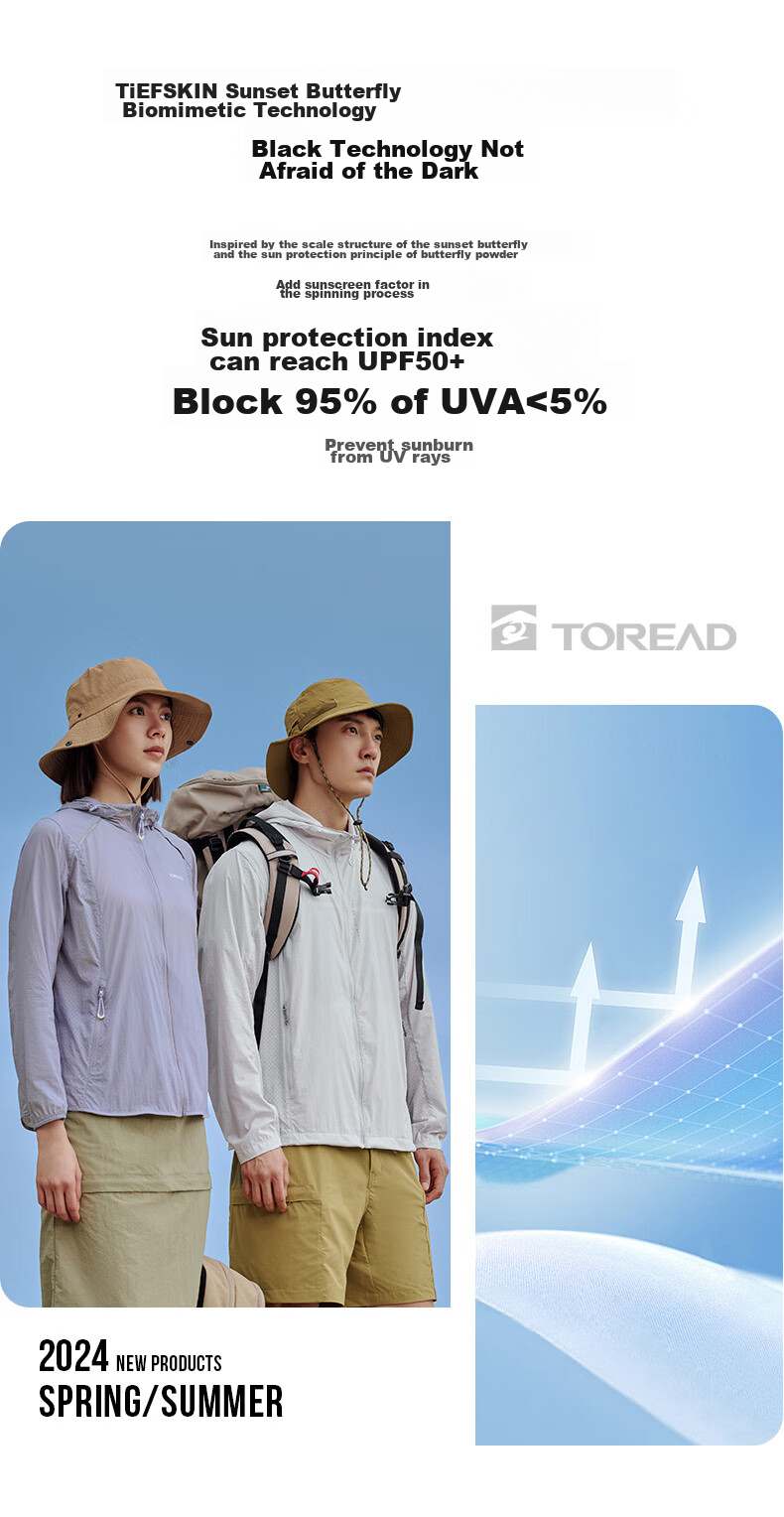 TOREAD Sun Protection Jacket for Men, Spring And Summer Breathable UV-Resistant UPF50+, Skin-Friendly Clothing, Outdoor Water-Repellent Sun Protection Thin Coat 4