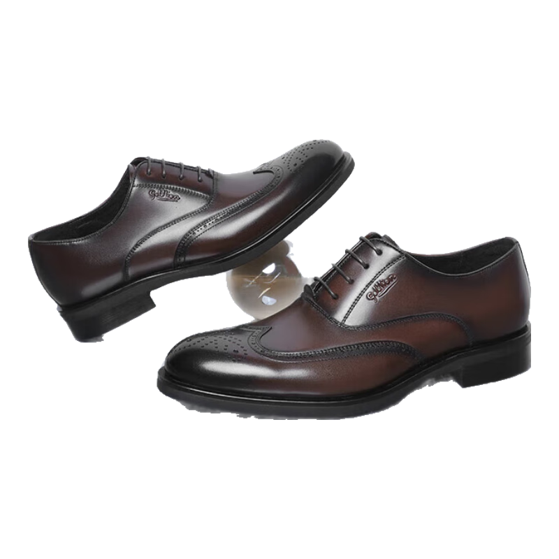 Goldlion Men's Formal Leather Shoes, Fashionable Men's Brogue Shoes, Business Comfortable Oxford Shoes, 58023068140A, Brown, Size 40
