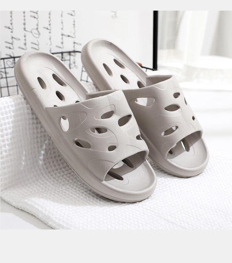 GUOLUOFEI Bathroom Slippers for Men And Women, Summer Indoor Shower Hollow Water-Draining EVA Bathroom Sandals, White, Size 40-41 16
