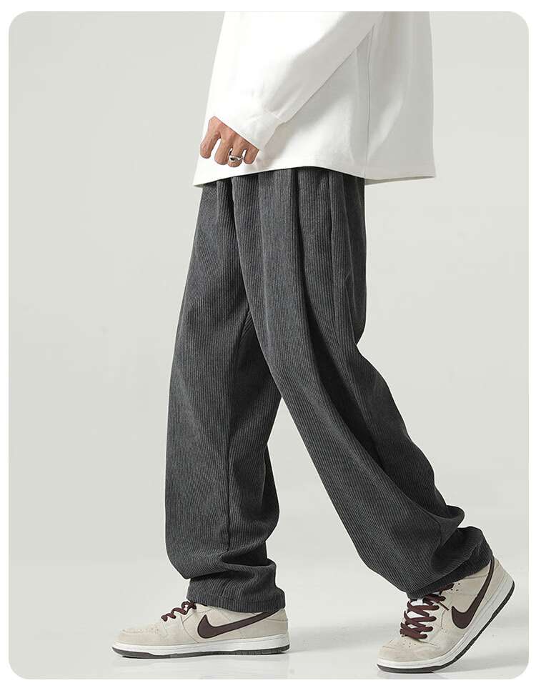 MMOPTOP Corduroy Pants for Men, Spring And Summer Vintage Loose-Fitting Straight-Leg Casual Trousers, 8302 Off-White S 9