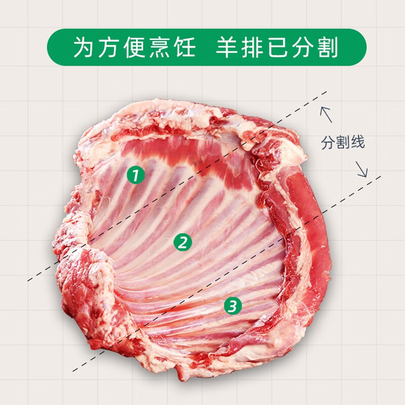 额尔敦锡盟【草地羊】羔羊羊排肉2.4斤 生鲜羊肉