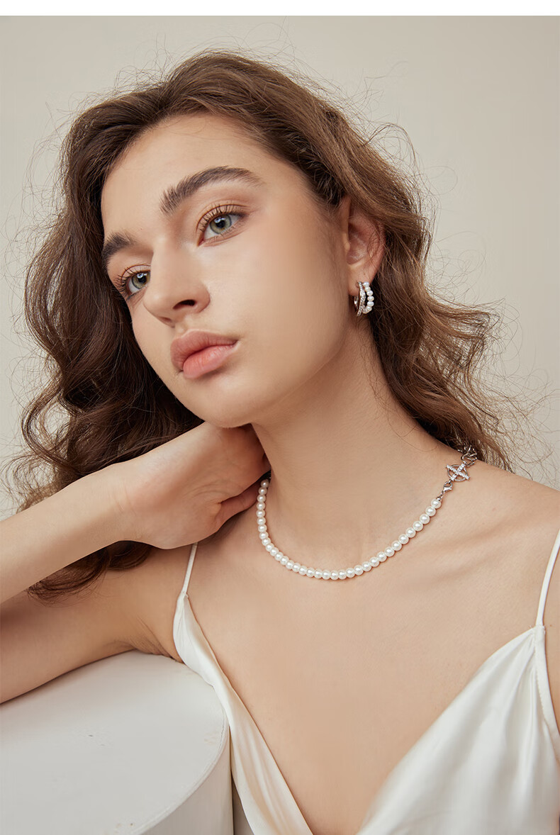 Arsis Flowing Light Spliced Necklace for Women, Original Design with Beaded Pearls, Fashionable Collarbone Chain, Gift for Girlfriend on Birthday 5