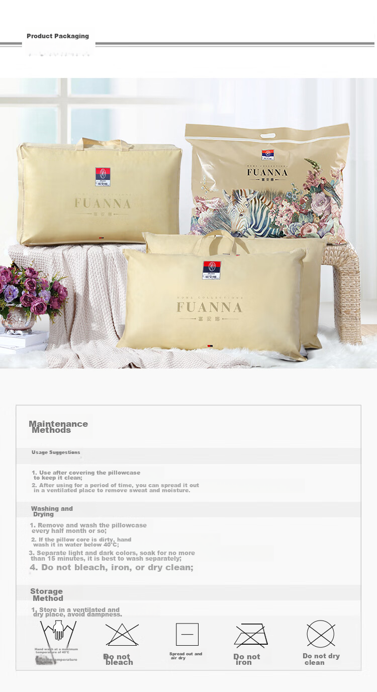 FUANNA Partition Pillow, Pure Cotton Cervical Pillow, Adult Sleeping Hotel Pillow Core, Upgraded Soybean Breathable Double Pillow, 66*43cm 15