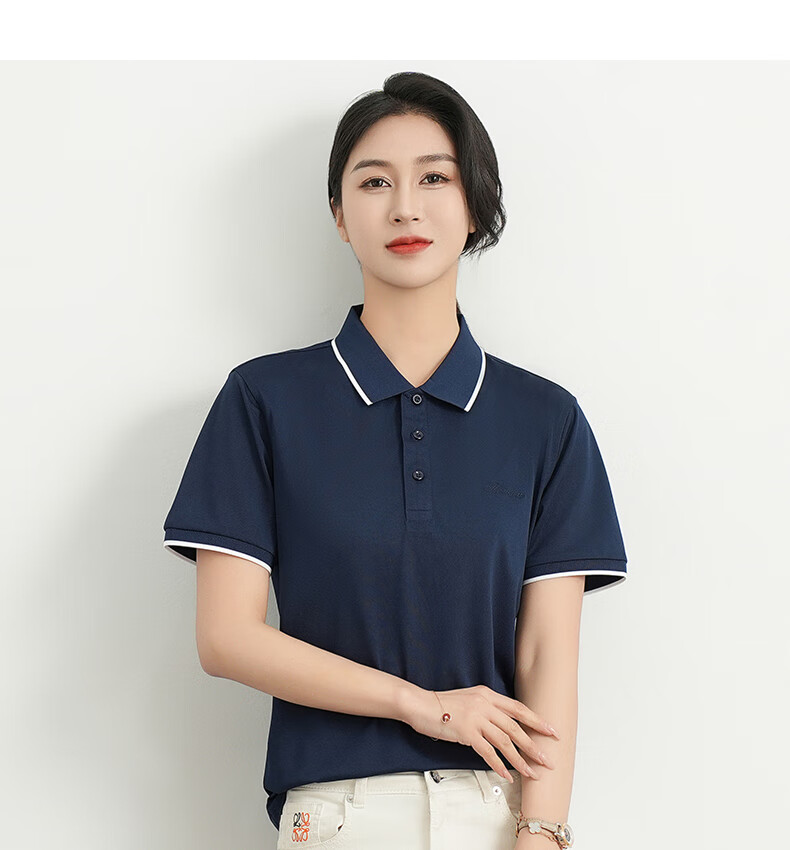 ROMON Ice Silk Short-Sleeve T-Shirt for Women, Summer POLO Collar Undershirt, Casual Business Commute Workwear, Cool-Feeling Lapel Top 10