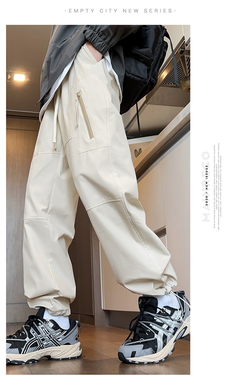 Dingfengbaoluo Casual Cargo Pants for Men, Spring And Summer Paratrooper Functional Trousers, American-Style Solid Color Outdoor Pants, 2418 Gray, Size M 15