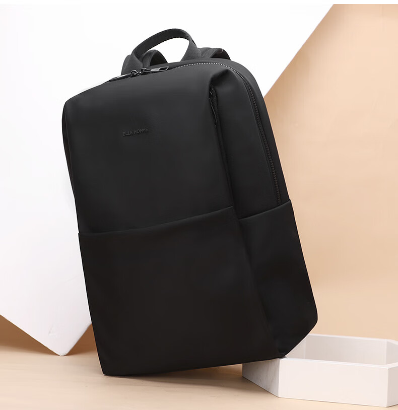 ELLE HOMME Men's Backpack, Fashionable Large Capacity Backpack, 14-Inch Laptop Bag, Lightweight Nylon Fabric, 08760 Black 5