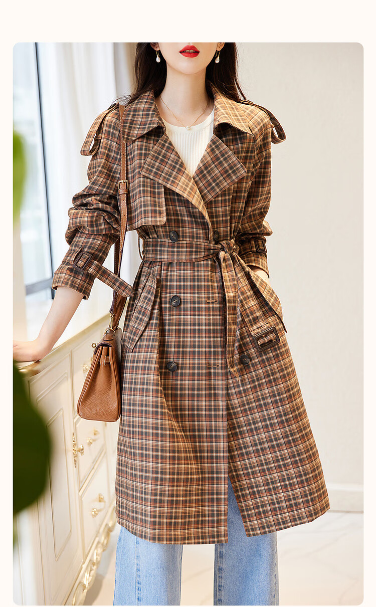 Dme [Suit Collar Trench Coat], Spring And Autumn Commuter Double-Breasted Straight Trench Coat, Women's Long Style 3
