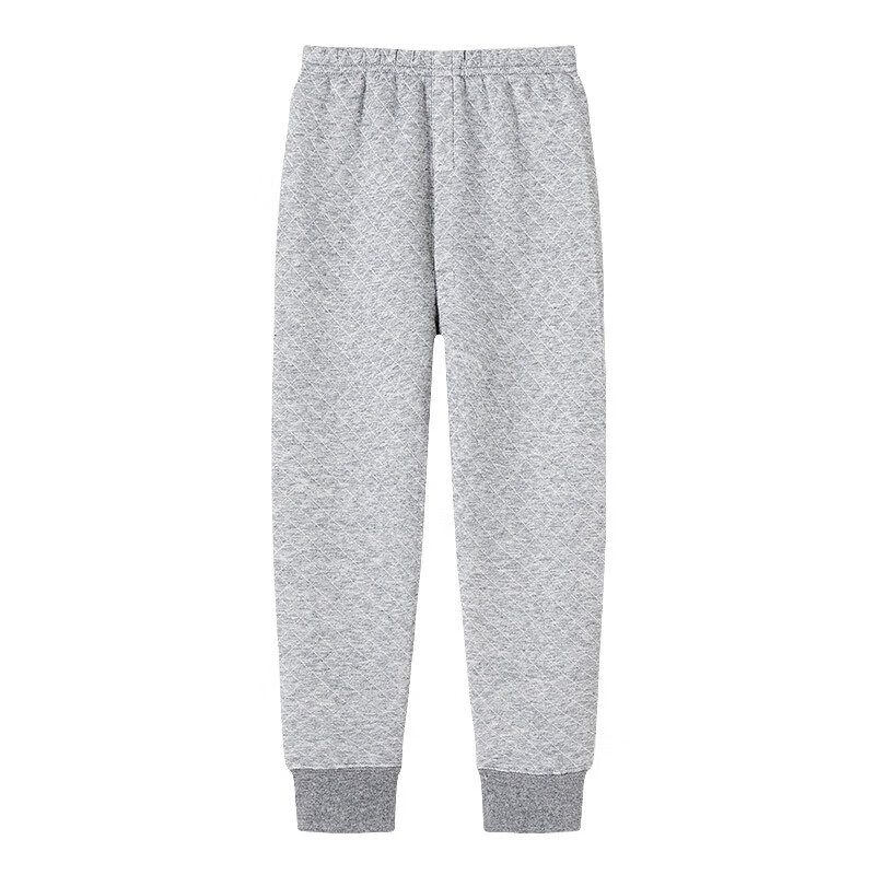 Dingguagua Children's Thermal Underwear, Autumn And Winter Three-Layer Padded Thick Style, Boys' Autumn Pants, Inner Underwear with Air Layer, Gray, Size 120