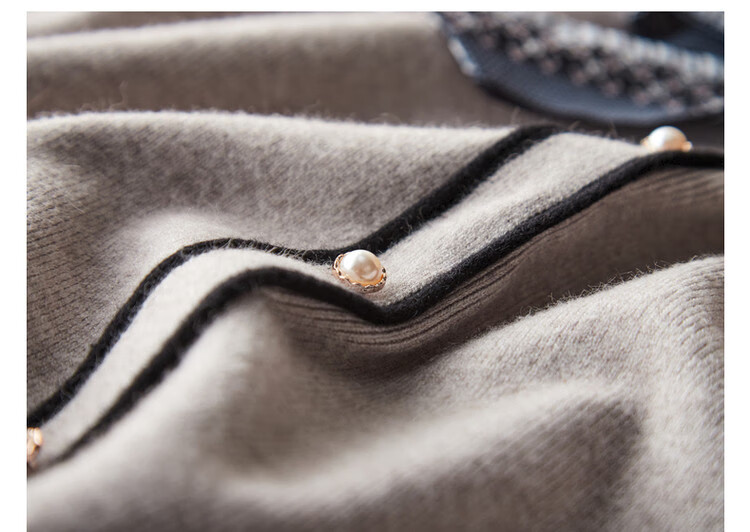 Dme [Commute] Spring And Autumn Silk Ribbon Pearl Button Decorated Cardigan, Versatile Knit Sweater for Women, Medium Gray, Size S 17