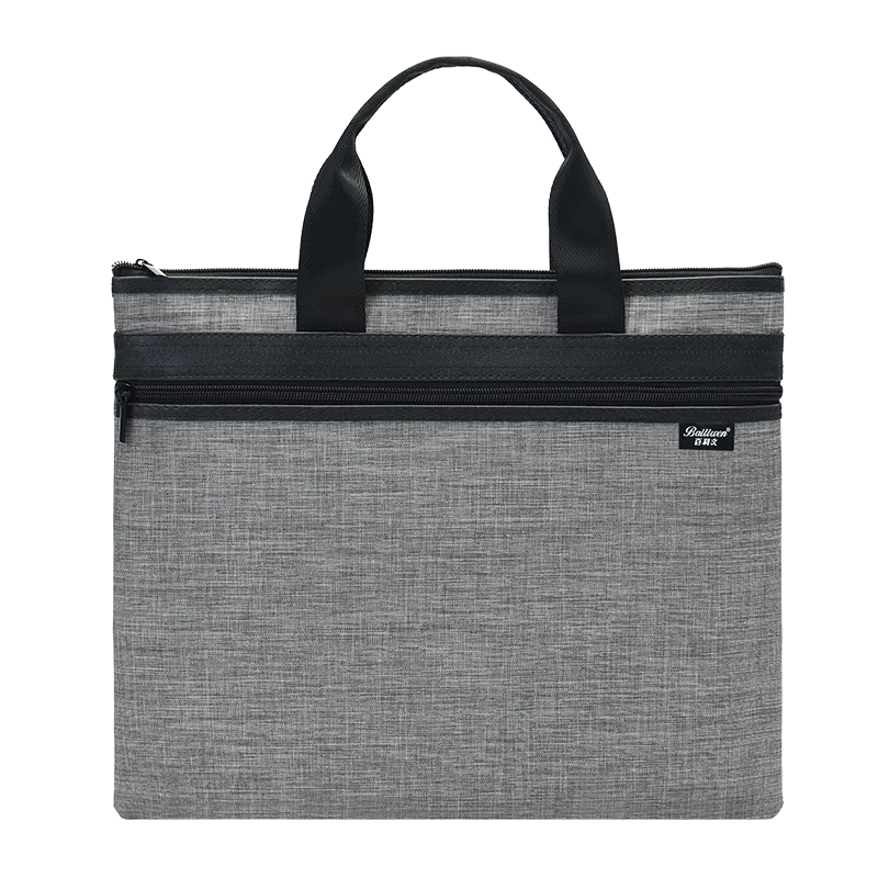 Bailiwen H8122 Gray Large Handheld Conference Bag, Oxford Cloth Zipper Bag, Business Office Document Bag, File Bag, Men's Handheld Briefcase, Document Bag, Business Office Meeting Bag