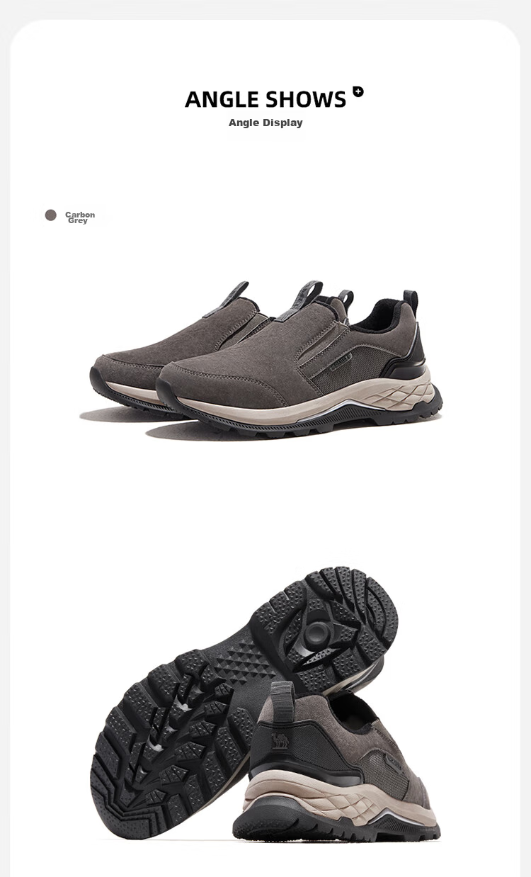 CAMEL Outdoor Casual Shoes, Winter Unisex Footwear, Non-Slip, Impact-Resistant, Wear-Resistant, Fleece-Lined, Warm Slip-On Shoes 11
