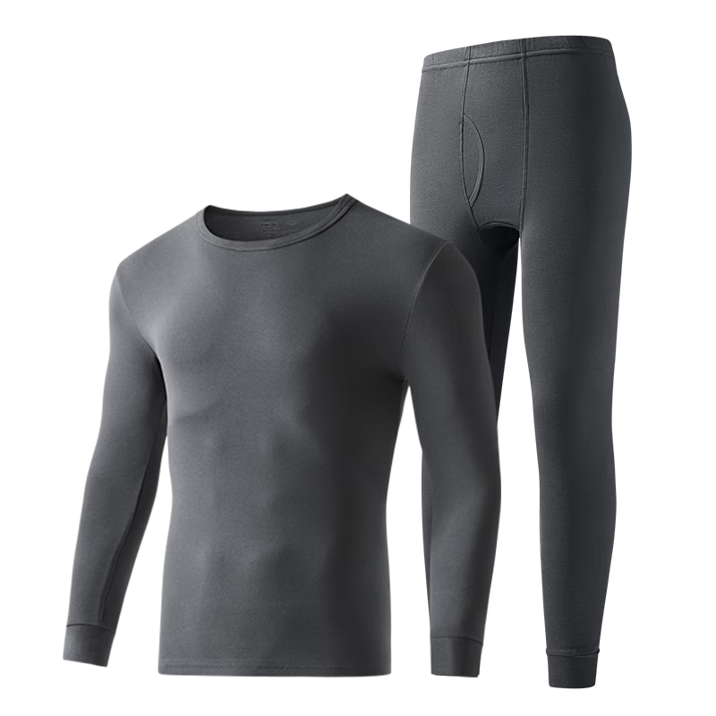 HLA Menâs Autumn Cotton Thermal Underwear Set 210g 10A Antibacterial Mite-Resistant Anti-Static Thin Warm Cotton Shirt and Pants