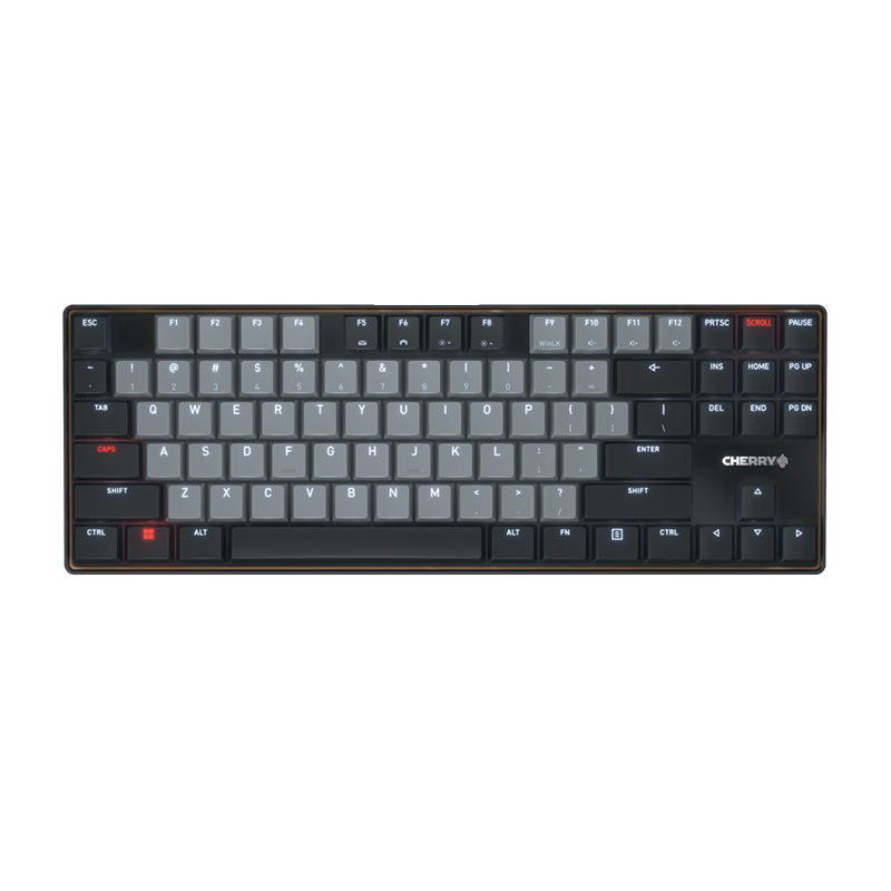 CHERRY KC500TKL MX-LP Low-Profile Keyboard for Office, Business, Home Use, MAC Mechanical Keyboard, Minimalist Design, Slim Profile, Quiet Operation, Eye-Catching Frame, High Aesthetic Value, Black, Red Switch