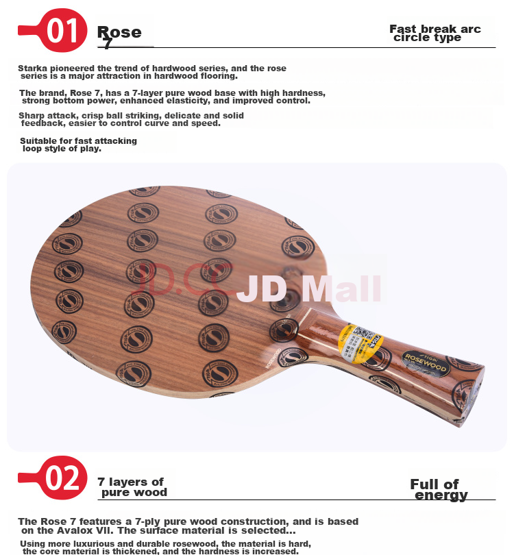 Stiga Ebony 7 Professional Table Tennis Blade, Penhold Grip, Fast Attack Looping Type 10