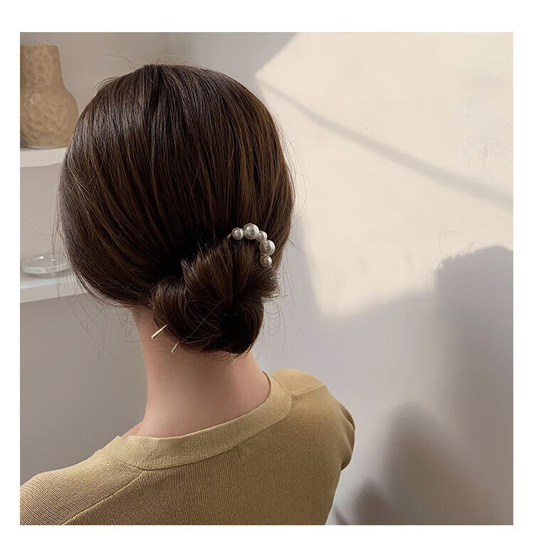 Xiangwan U-Shaped Pearl Hairpin for Women, Simple Hair Stick for Bun Hairstyle, Hair Accessory, Birthday Gift for Girls 5