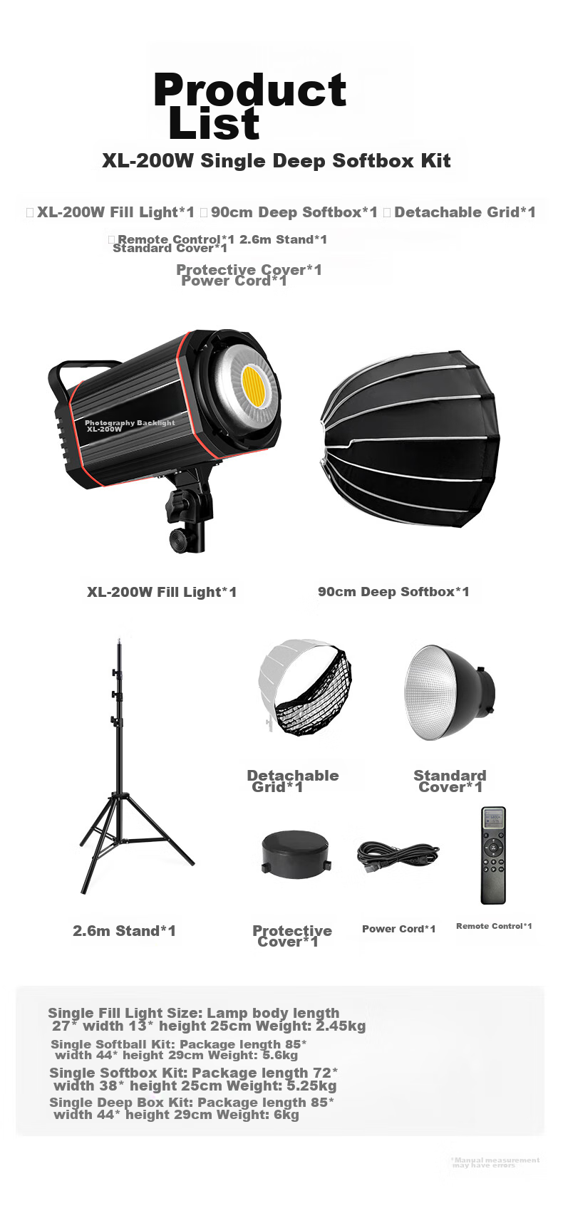 Hakutatz XL-200W Deep Softbox Kit, Live Streaming Fill Light, Professional Photography Lighting, Soft Sunlight Lamp, Continuous Light, Children's Photo And Video Portrait, Streamer Clothing Light Box Equipment 31
