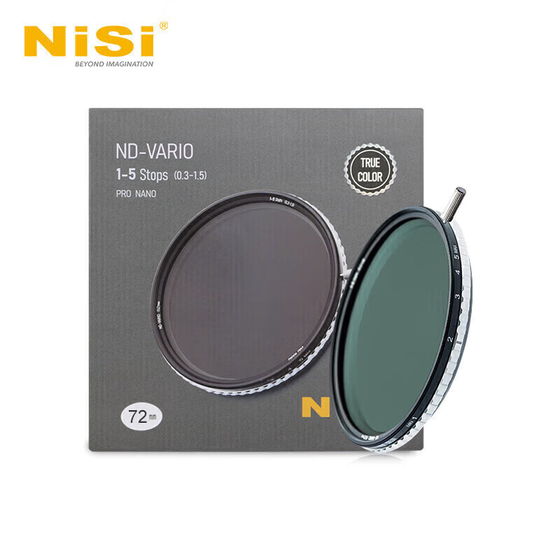 NiSi Adjustable ND Filter, True Color VND 1-5 Stops, 72mm Variable ND Filter, Color Preservation Variable ND Filter, for DSLR And Mirrorless Cameras, Video And Portrait Photography