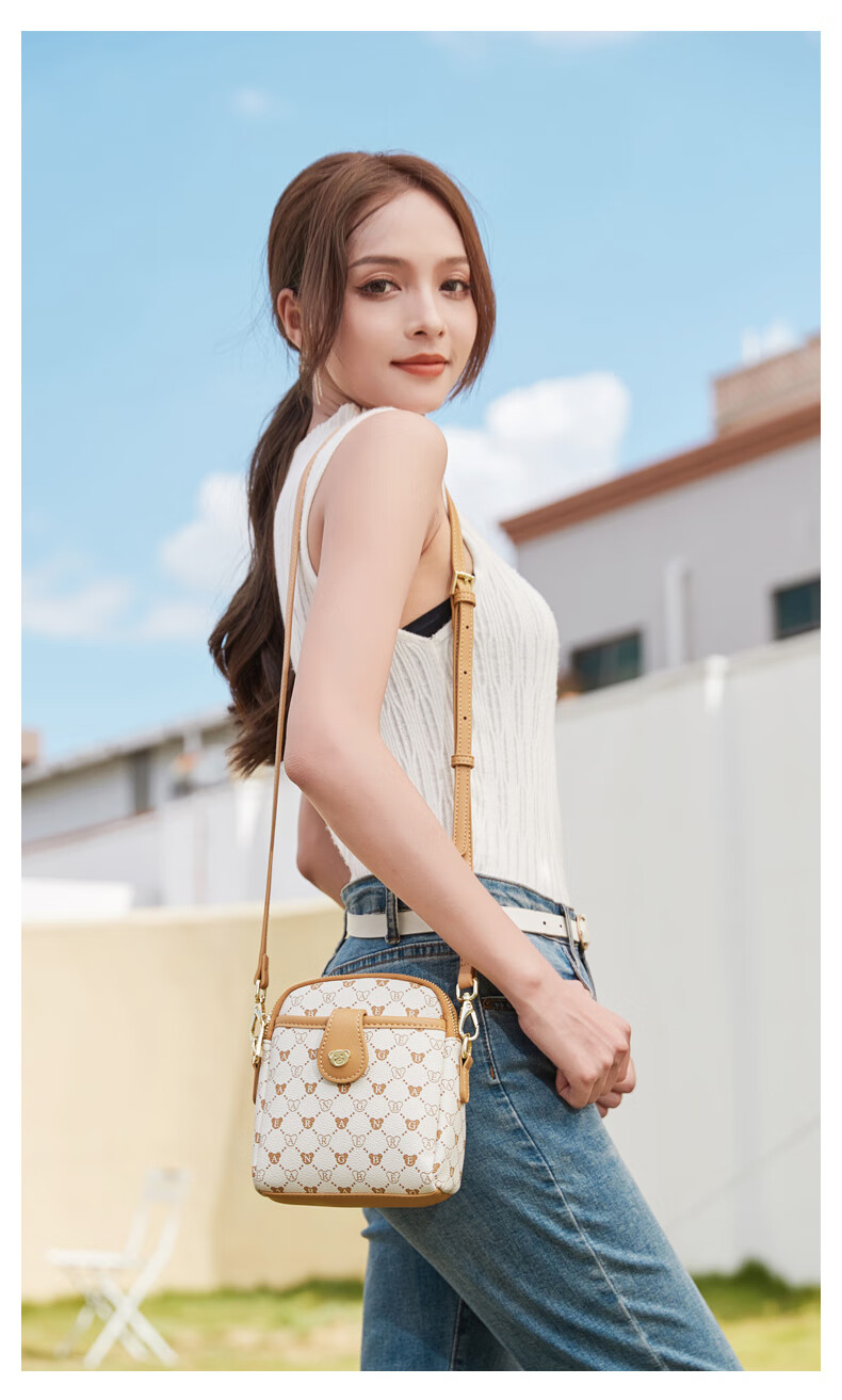 Xiaoxiongyilian Shoulder Crossbody Mini Bag for Women, Phone Pouch, Fashionable Versatile Mini Handbag, Printed Bucket Bag, Valentine's Day Gift 3