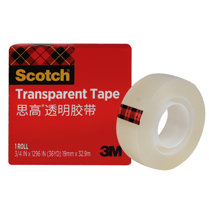 3M Scotch Tape, 600 Premium Transparent Tape, Office Supplies, 19mm×32.9m, 600-CQ33