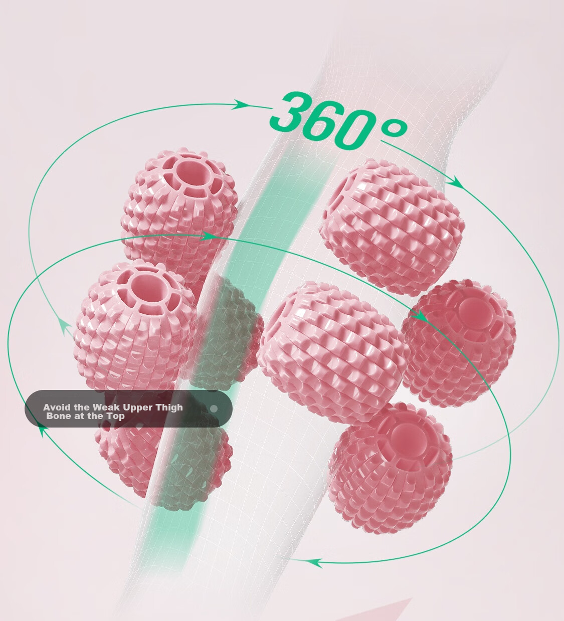 Keep 8 Detachable Circular Massage Roller for Thighs And Calf, Leg Slimming Device, Muscle Relaxation Foam Roller, Cherry Blossom Pink 12