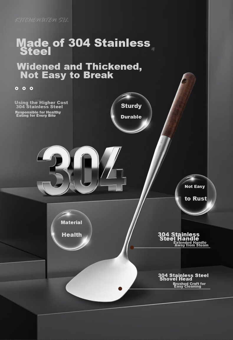 Bayco Stainless Steel Mushroom-Shaped Spatula, Cooking Spatula, Kitchen Heat-Resistant, Extended Handle for Home Use, BC10671 4
