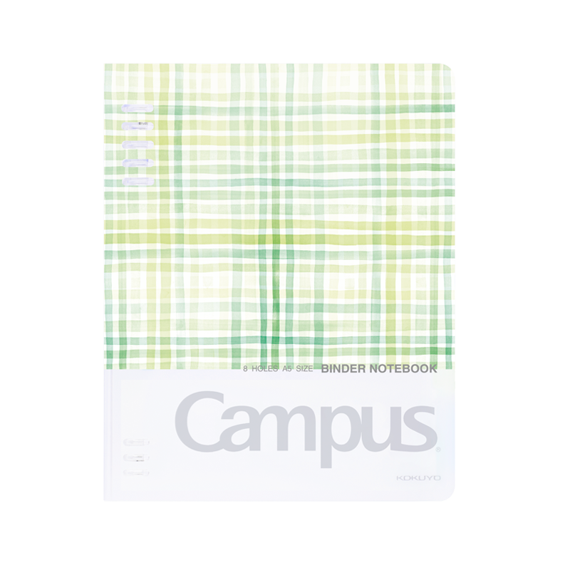 KOKUYO A5 Loose-Leaf Notebook, Watercolor Yuyu Campus Compact Loose-Leaf Notebook with 40 Sheets of Lined Paper, Green, WSG-RUDP12G