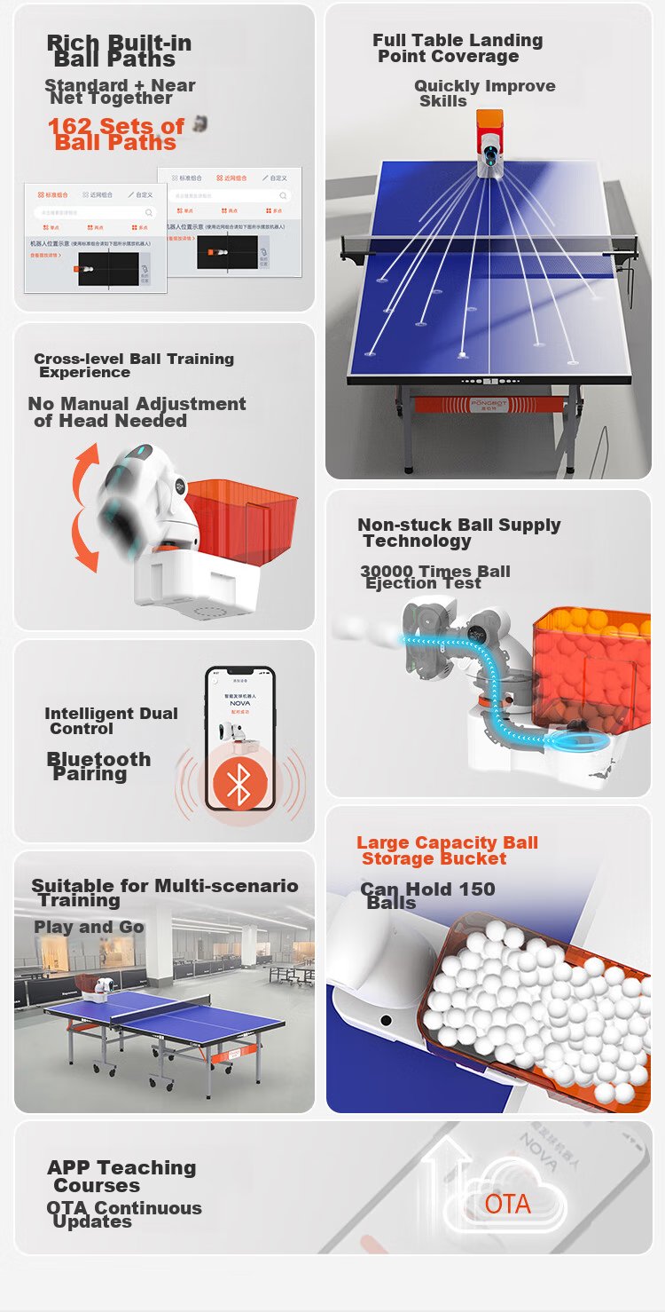 Pongbot NOVA Table Tennis Ball Machine, Portable Smart Table Tennis Training Device for Adults at Home, Ball Launcher 1