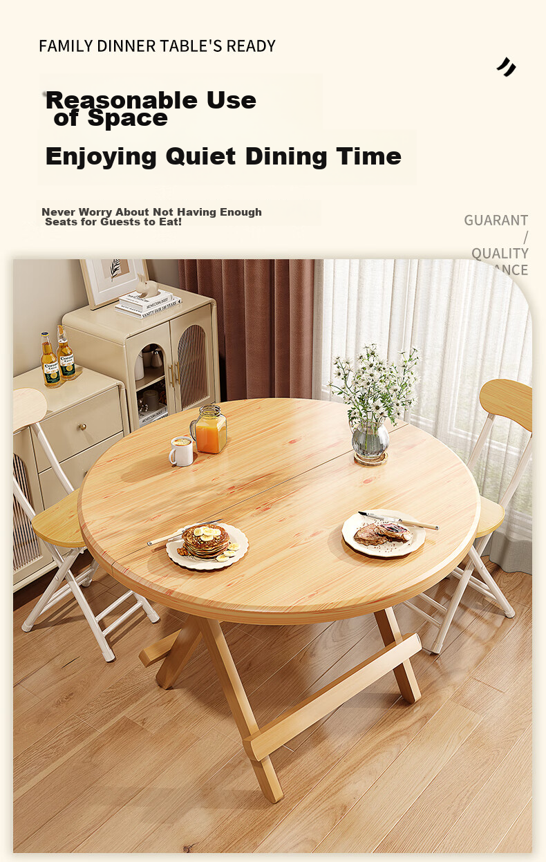 Chibailun Folding Table, Home Folding Dining Table, Compact Round Table for Small Apartments, Simple Portable Small Table 2