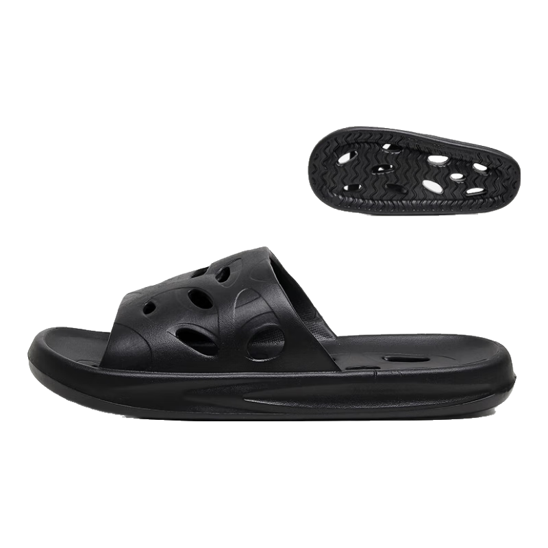 GUOLUOFEI Bathroom Slippers for Men And Women, Summer Indoor Shower Hollow Water-Evaporating EVA Bathroom Sandals, Black, Size 44-45