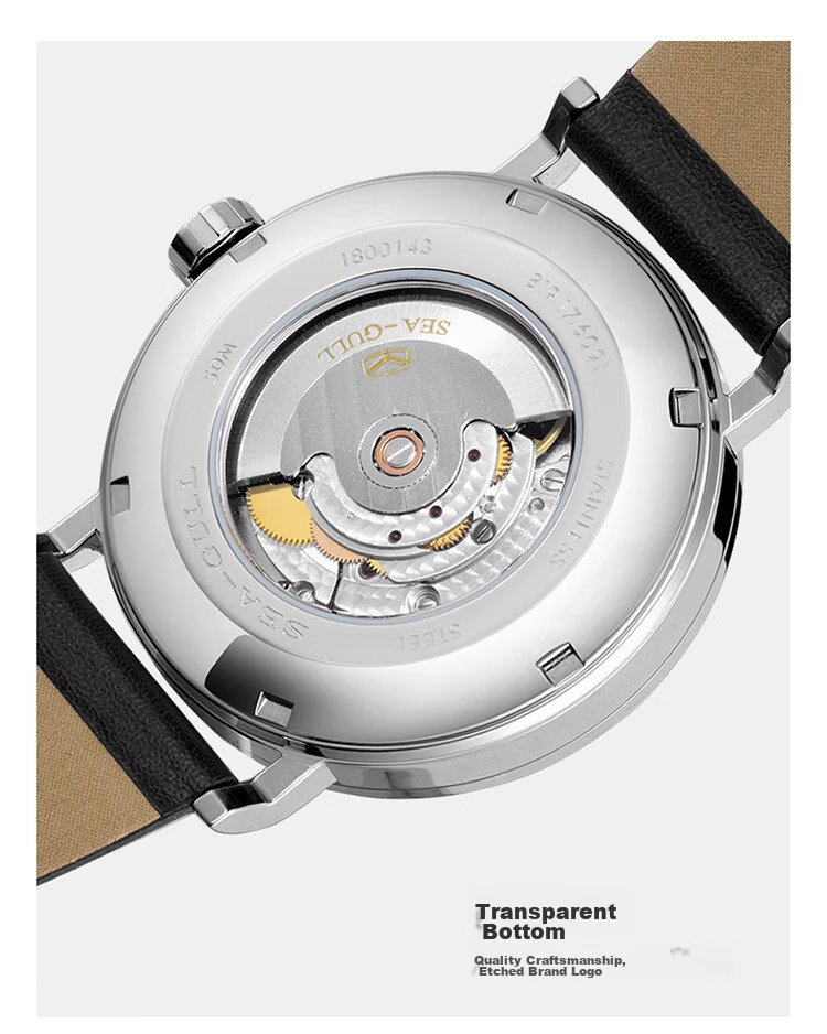 SEAGULL Men's Automatic Mechanical Watch, Bauhaus Date Display Men's Watch, Birthday Gift for Men, Model 6091 6