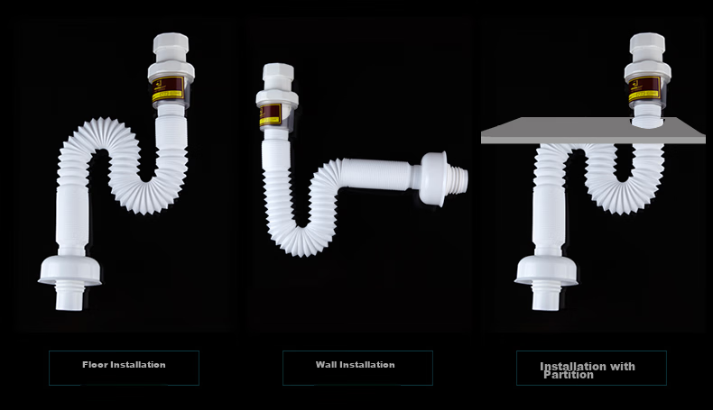 Submarine SQ-1 Basin Sink ABS Anti-Odor Drain Pipe, S-Bend Extendable Drain Pipe, Insect And Odor Preventio 12