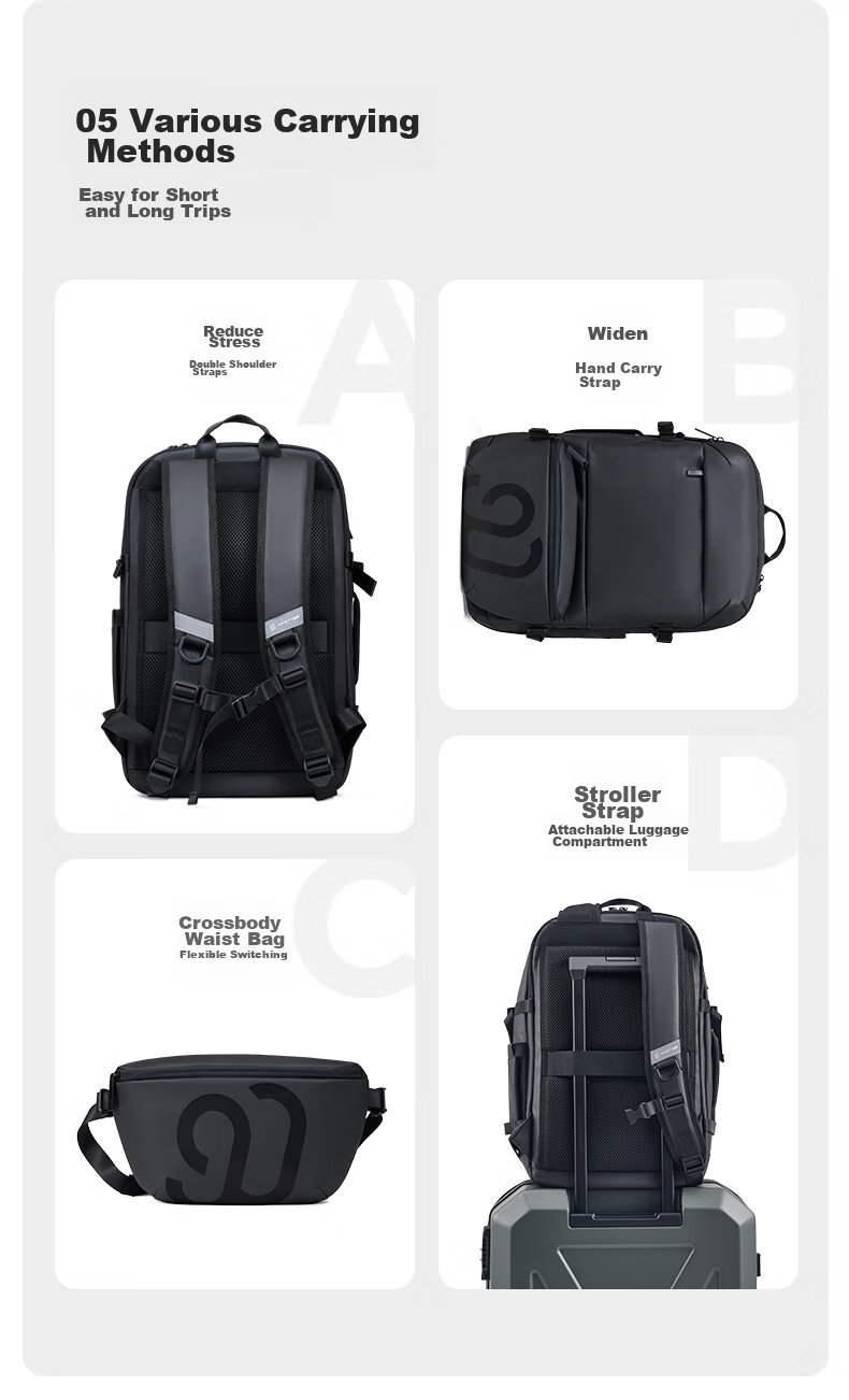 90Fen Travel Backpack, Detachable Multifunctional Sports Parent-Child Bag, Large Capacity Men's Backpack, Black 6