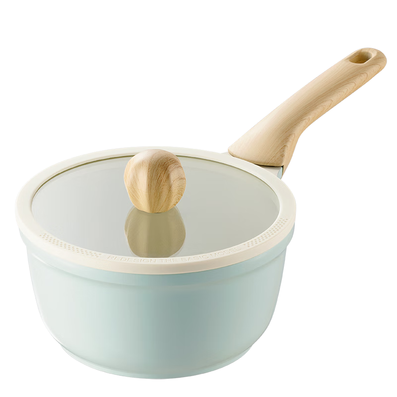 COOKER KING Non-Stick Milk Pot, Baby Food Pot, Ceramic Non-Stick Noodle Pot, Milk Heating Pot, 18cm, Compatible with Induction Cookers, Celadon Color, QC18NG