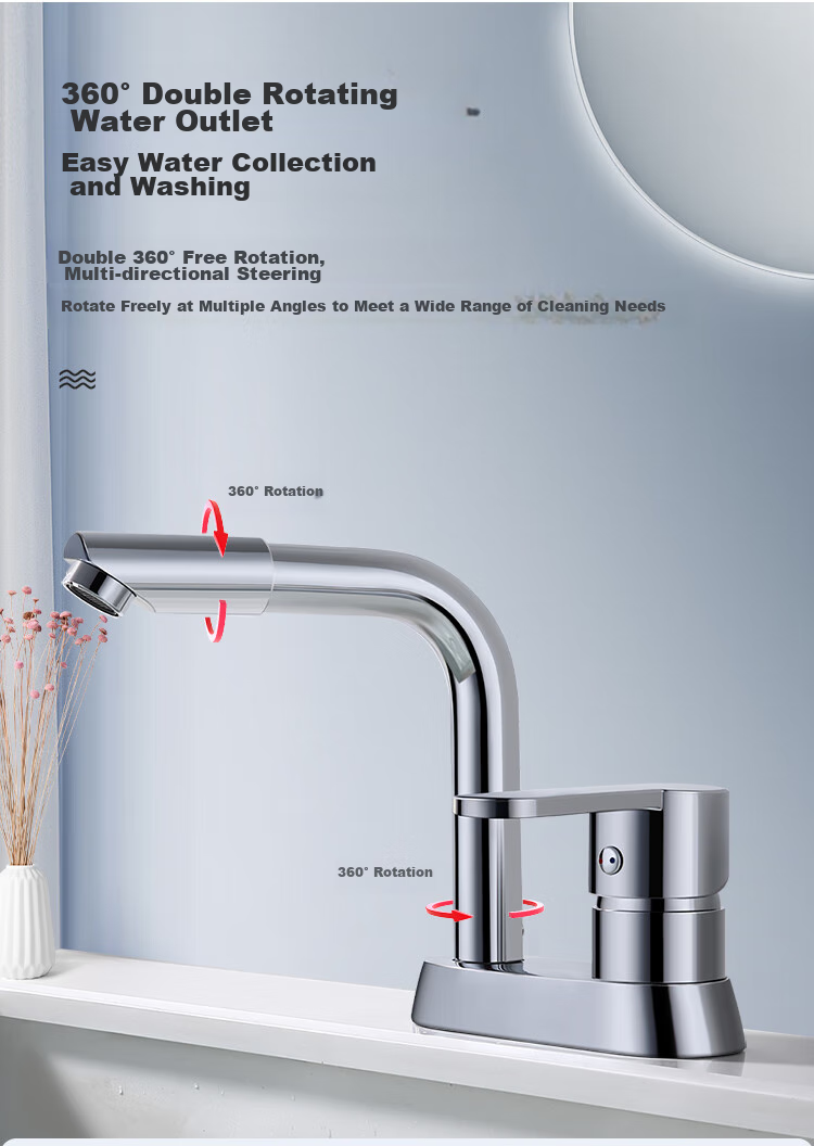 Larsd Basin Faucet, Hot And Cold Face Basin Faucet, All-Copper Body, Double-Hole Bathroom Cabinet Faucet LD86022 3