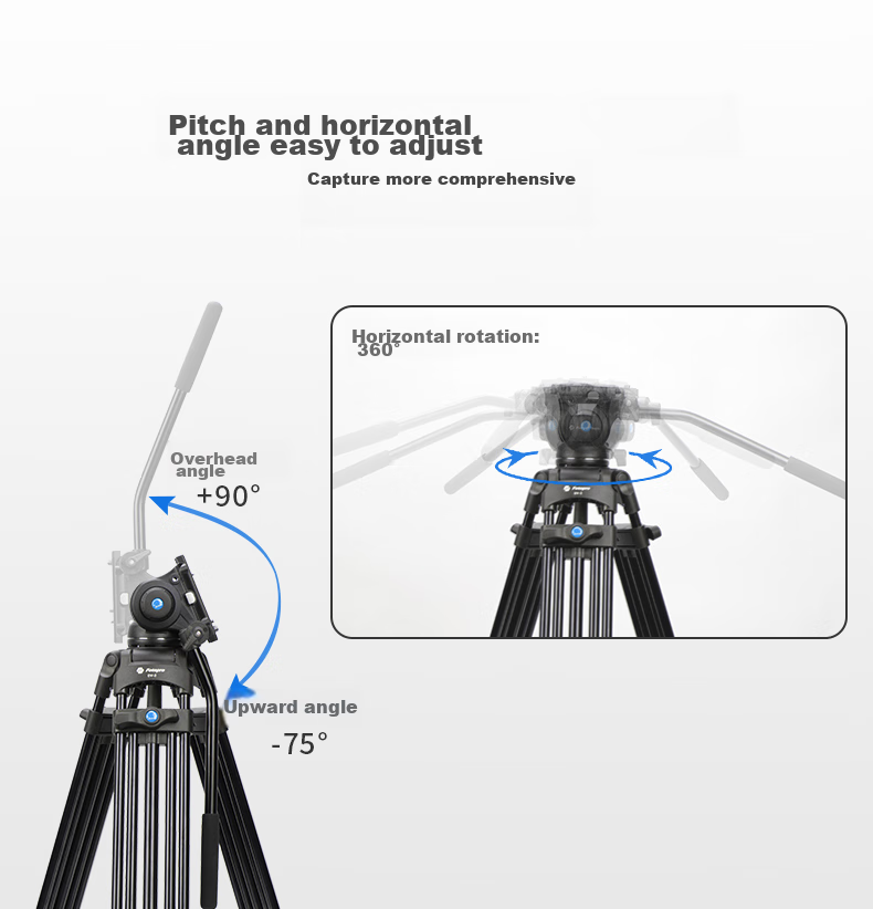 Fotopro FV888 Professional Photography And Videography Tripod, DSLR Camera Stand, Shooting Video Live Streaming Tripod, Hydraulic Head Kit, 1.8m/8kg 13