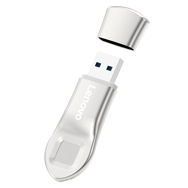 Lenovo 64GB USB3.2 Fingerprint Encrypted Flash Drive, Secure Business Study Office Entertainment USB Drive, CF6 Series
