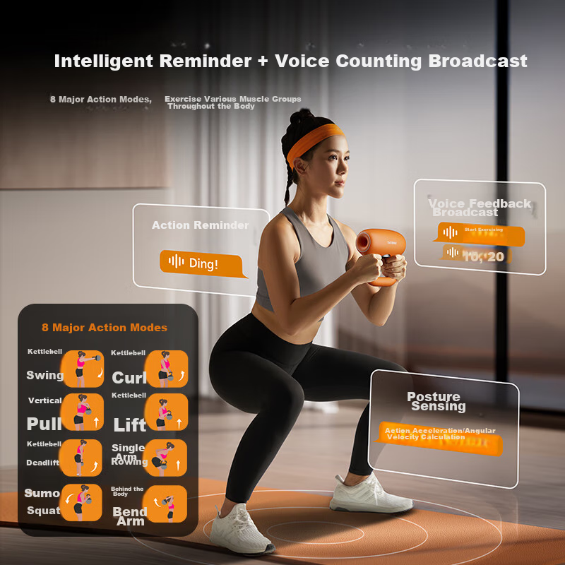Feilipu Smart Kettlebell for Men And Women, Home Fitness Dumbbell for Arm Exercises, Squats, Glute Training And Body Shaping, Orange 6KG 3301D