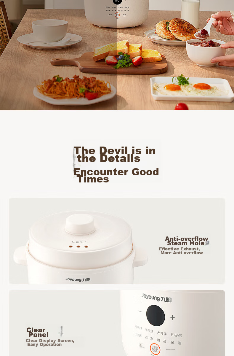 Joyoung Electric Stew Pot, Double Boiler, Multi-Functional Pot, Baby Food Cooker, Soup Pot, Bird's Nest Stew Pot, Soup Stew Pot, Steamer, One Pot with Three Inner Pots GD187 11