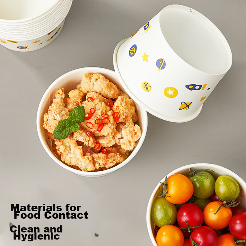 SHUANG YU Disposable Bowls, Thick Paper Bowls, 475ml*40 Pieces, Food-Grade Lunch Boxes, Picnic Boxes, Soup Bowls, Takeout Boxes