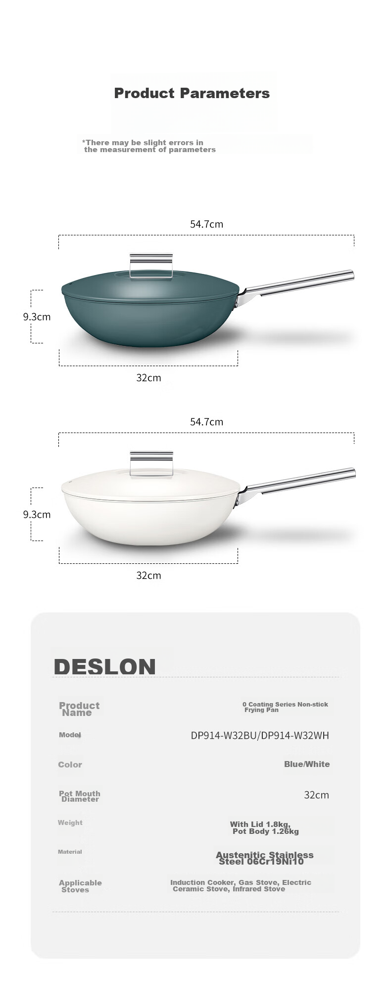 DES LON (DESLON) Titanium-Containing 99% Non-Stick Wok, No Coating, Home Use, Smokeless, Flat Bottom, Suitable for Gas Stove And Induction Cooker, Non-Stick Frying Pa 14