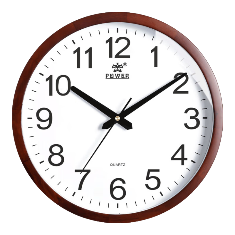 POWER Chinese Solid Wood Wall Clock for Living Room, Simple Wall-Mounted Creative Quartz Clock, 40cm BW13029C