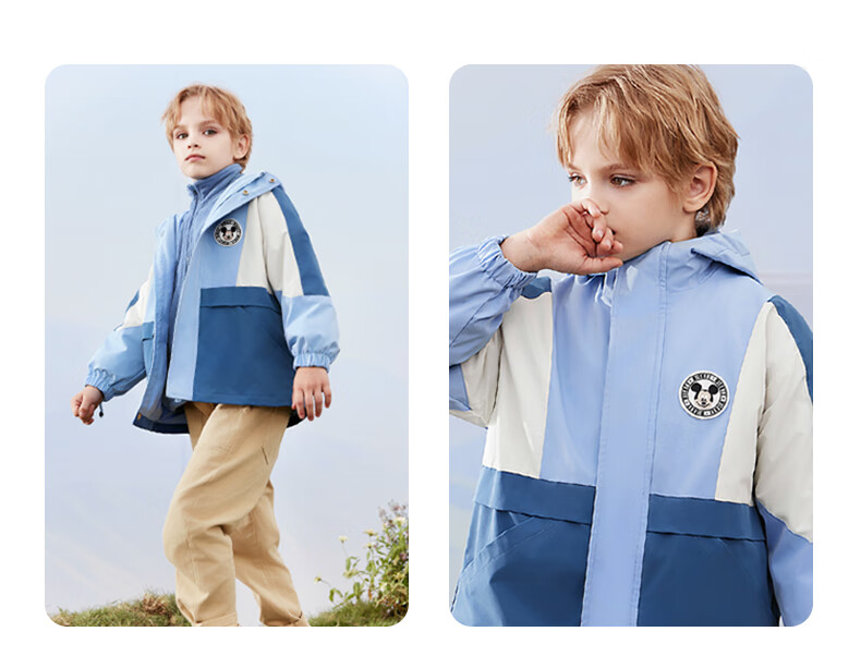 Disney Children's Windbreaker Jacket for Boys, Autumn Stylish Three-In Windproof Coat, Big Kids' Clothing S020 Blue 120cm 5