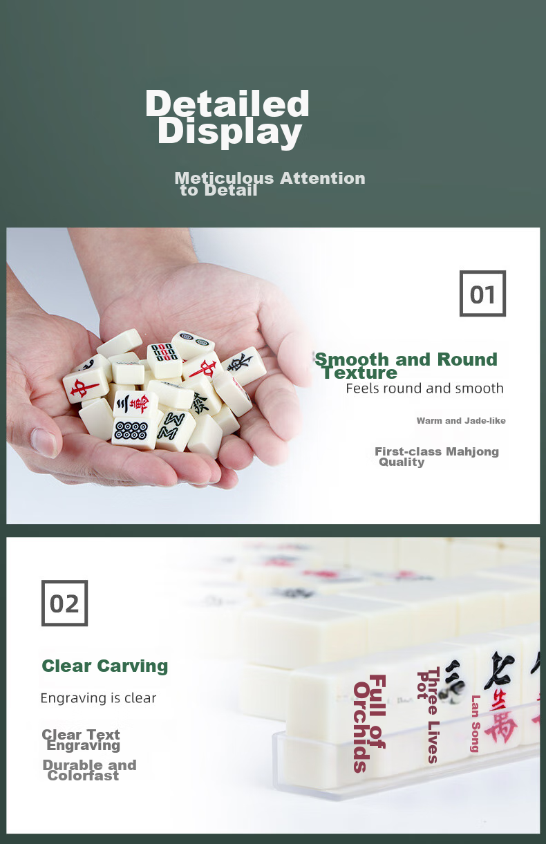 Wangjing Poker Mini Mahjong Hand-Rub Portable Home Dormitory Outdoor Travel Camping Travel Mini Mahjong Tiles Small with Ruler 11