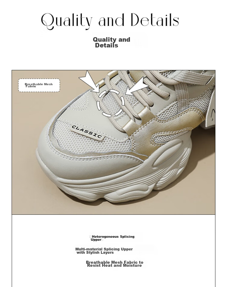 ZHR Dad Shoes for Women, Sports Running Thick-Soled Casual Shoes, Trendy Breathable Comfortable Patchwork Women's Shoes, G673 Gray Gold, Size 36 10
