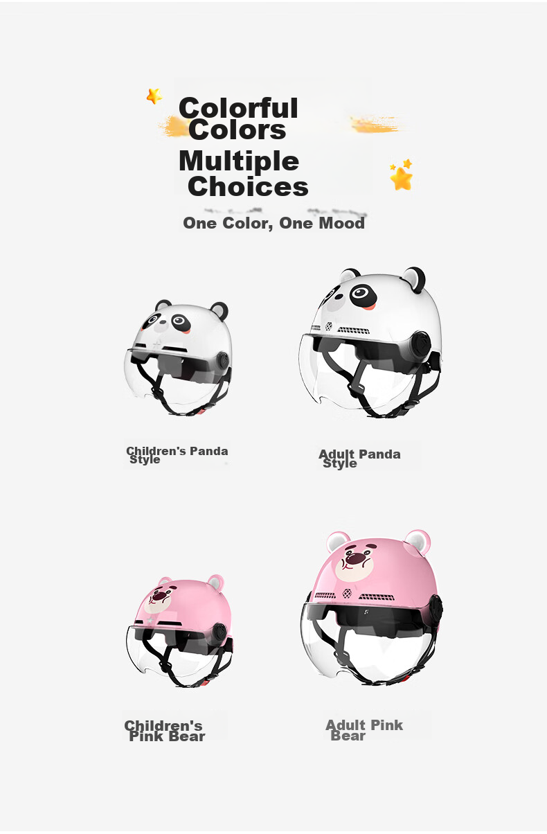 Haolebao 3C Certified Parent-Child Electric Motorcycle Helmet for Men and Women Summer Sunscreen Half Helmet Safety Helmet New National Standard Pink Bear Children 10