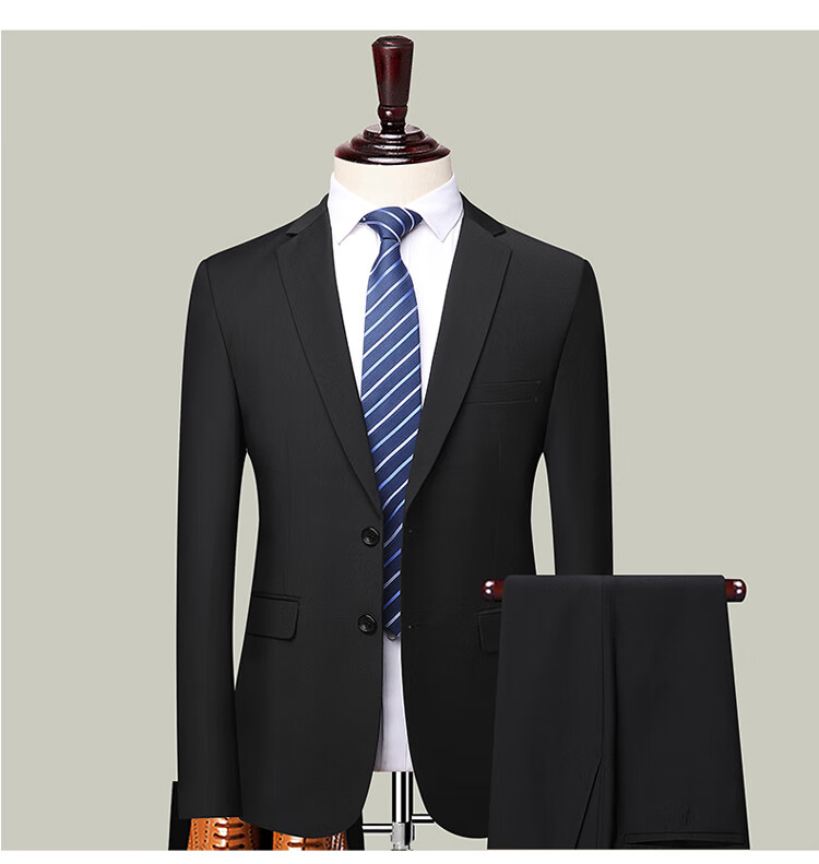 ROMON Men's Business Slim Fit Suit Set Single Button Black XL Groom Best Man Formal Wear 4