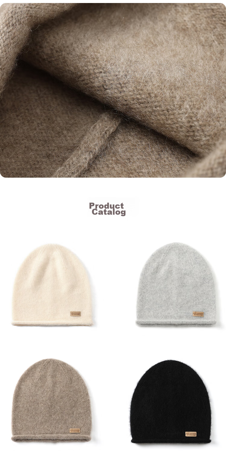JIUMU Pure Cashmere Warm Knitted Beanie Hat, Cold-Proof Cap for Autumn And Winter, Slouchy Hat, Outdoor Winter Cap, Cold-Resistant Hat for Wome 24